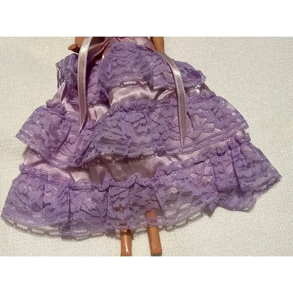 Vtg Doll Dress Lavender Ruffle Dress Fits Tressy 12’ Fashion Dolls Homemade